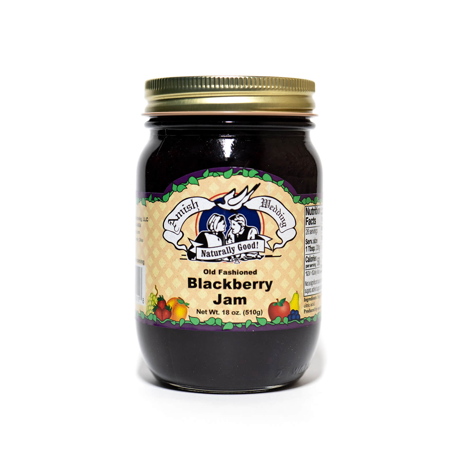 Old Fashioned Blackberry Jam - Amish Wedding - Single Jar - Front Label